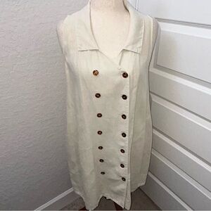 Vintage Kiko Comfortable Clothing Sleeveless Tunic A-Line Linen Dress
